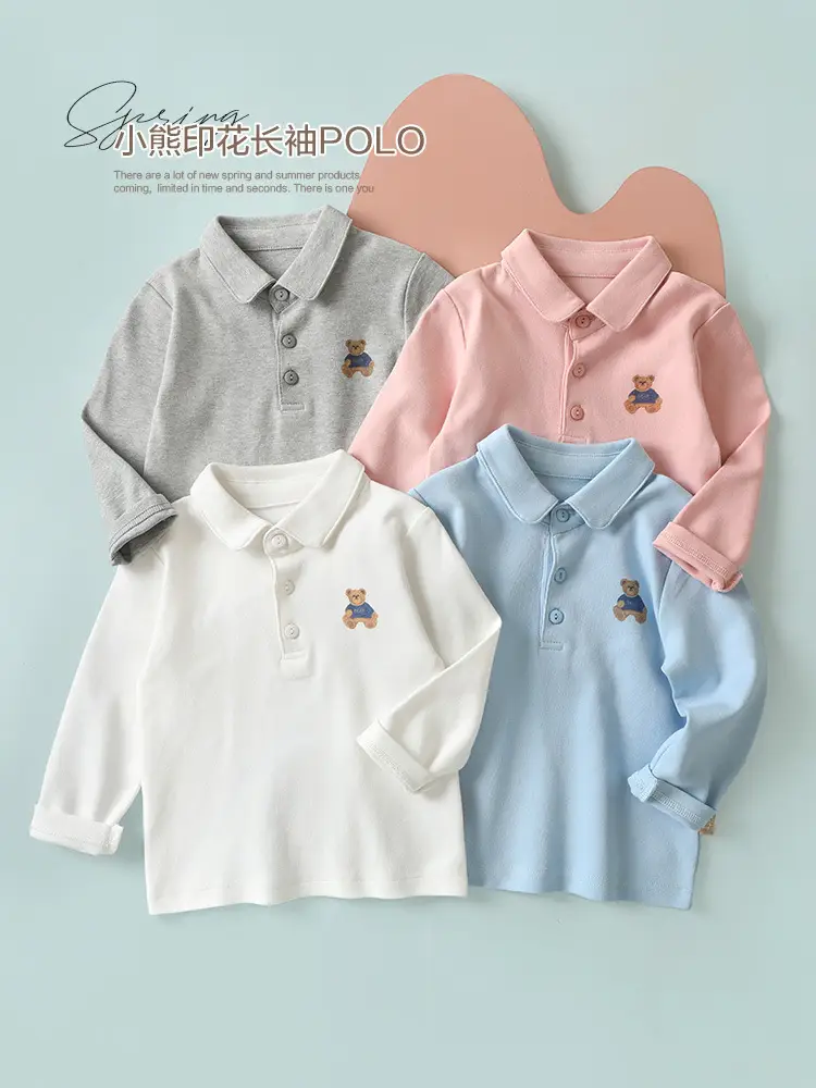 Baby Long Sleeve Polo Collar T-Shirt Spring Autumn Base - Image 10