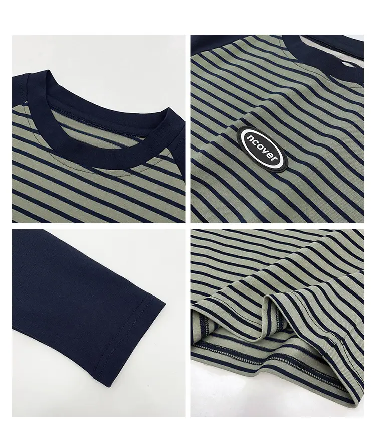 Haima Boys Striped Long Sleeve T-Shirt Black Pants — feature 4