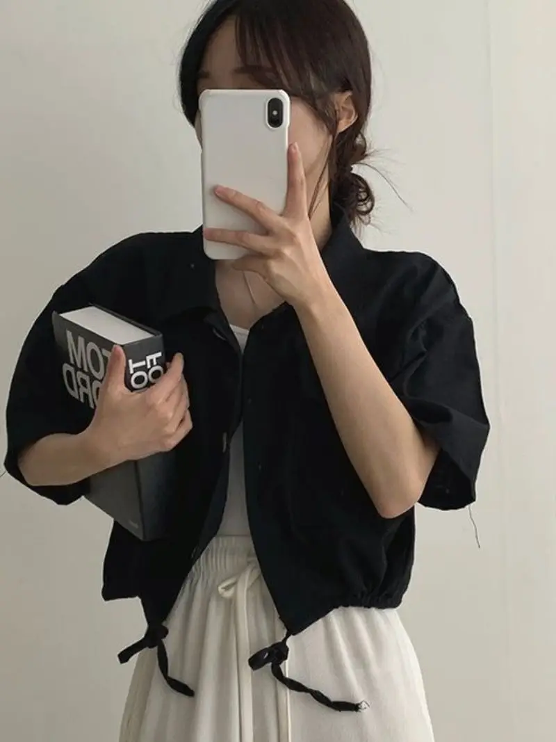 Women's Short Sleeve French Button Top Summer Wear