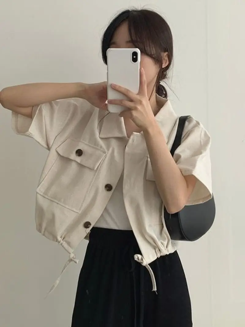 Women's Short Sleeve French Button Top Summer Wear