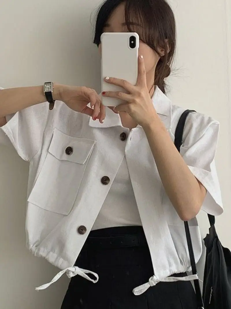 Women's Short Sleeve French Button Top Summer Wear