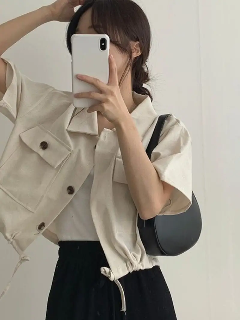Women's Short Sleeve French Button Top Summer Wear