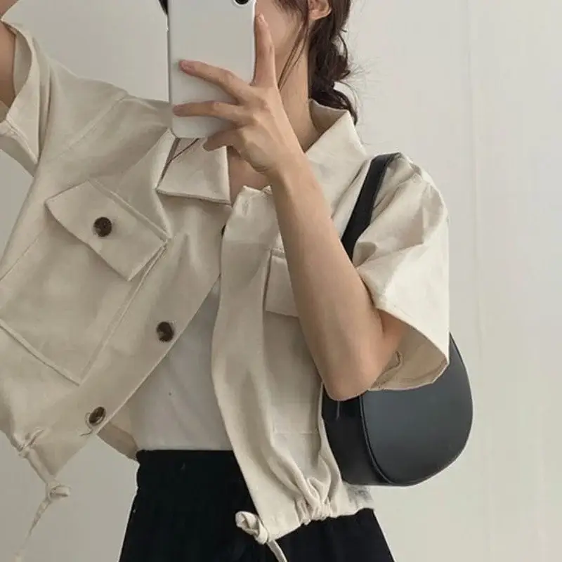 Women's Short Sleeve French Button Top Summer Wear — feature 1