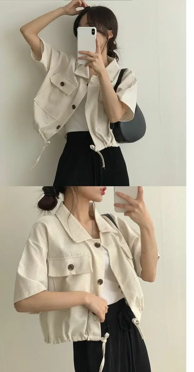 Women's Short Sleeve French Button Top Summer Wear — feature 10