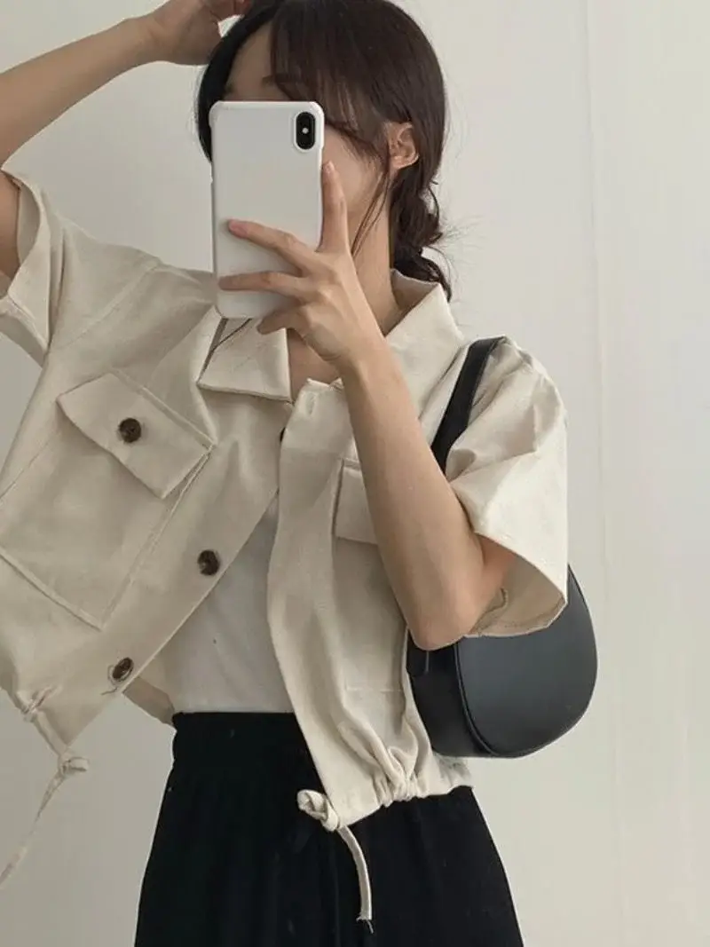Women's Short Sleeve French Button Top Summer Wear — feature 15