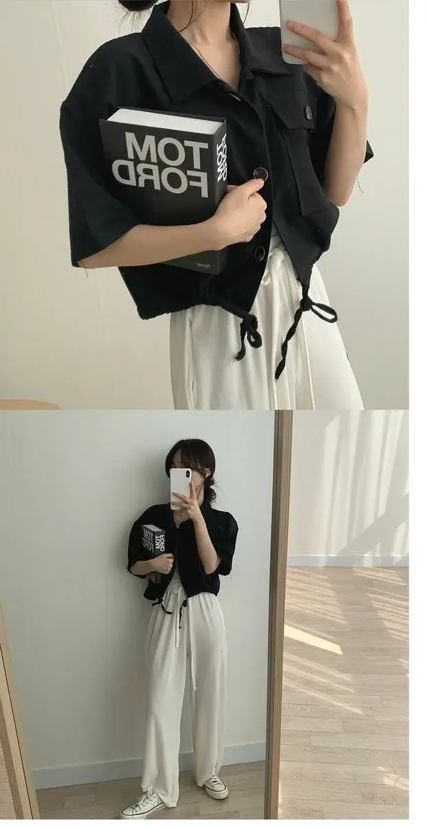 Women's Short Sleeve French Button Top Summer Wear — feature 2