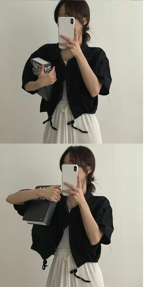 Women's Short Sleeve French Button Top Summer Wear — feature 3