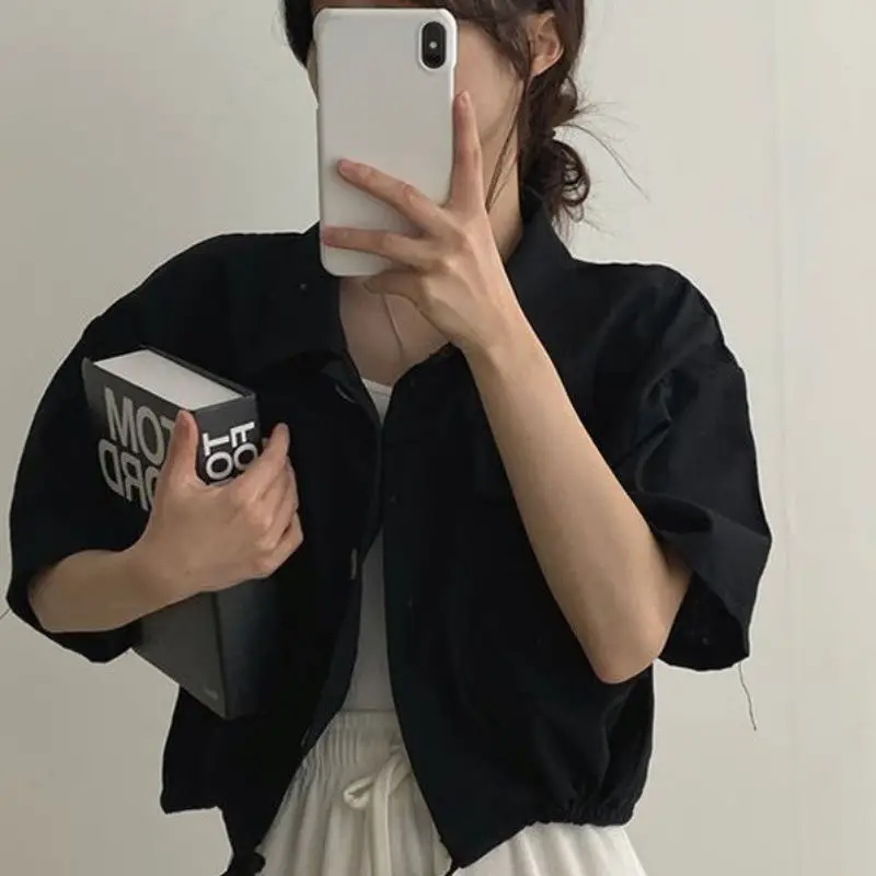Women's Short Sleeve French Button Top Summer Wear