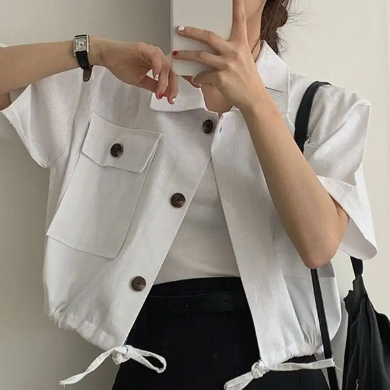 Women's Short Sleeve French Button Top Summer Wear