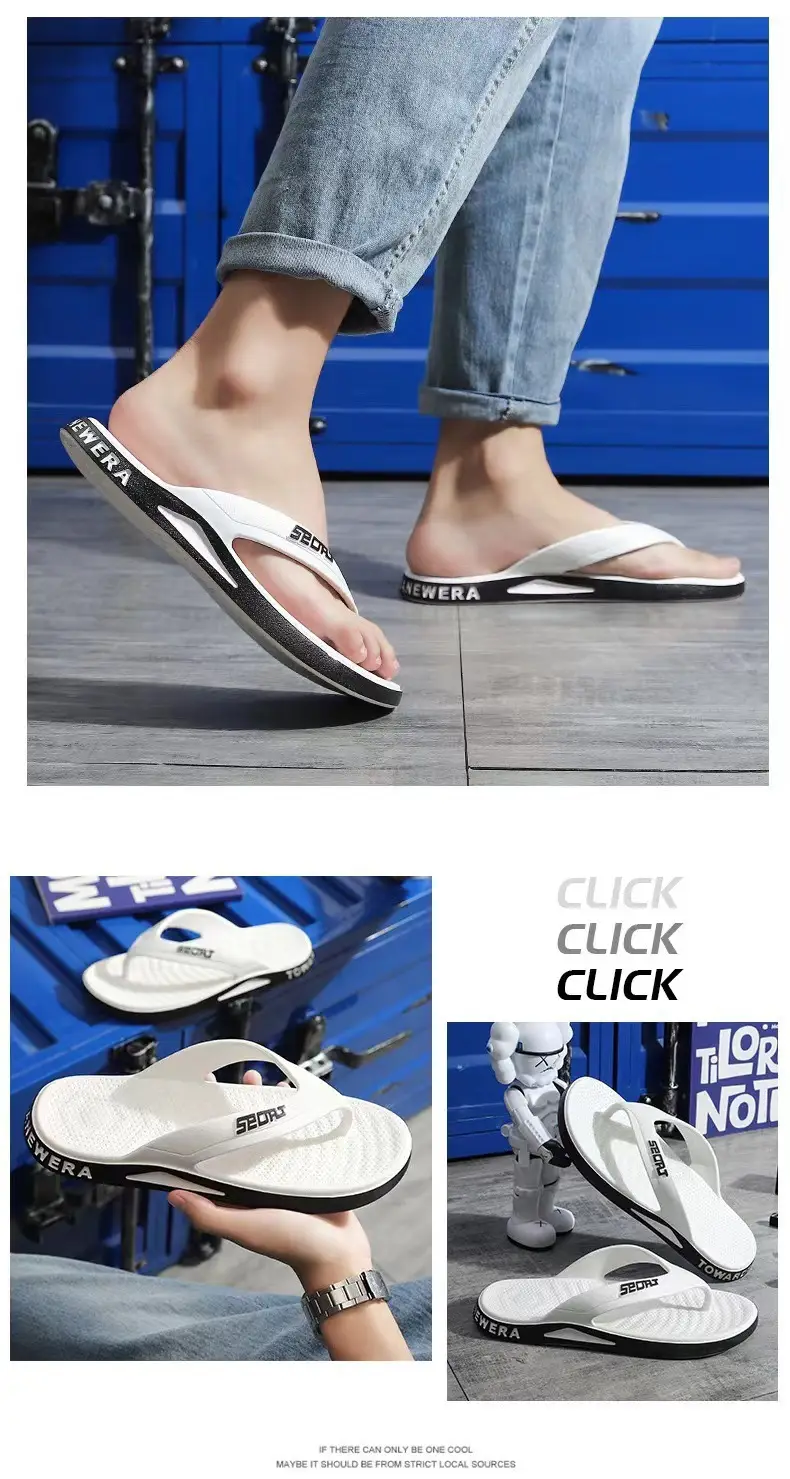Men's Cross-Branded Black Beach Flip-Flops with Toms Sole — feature 10