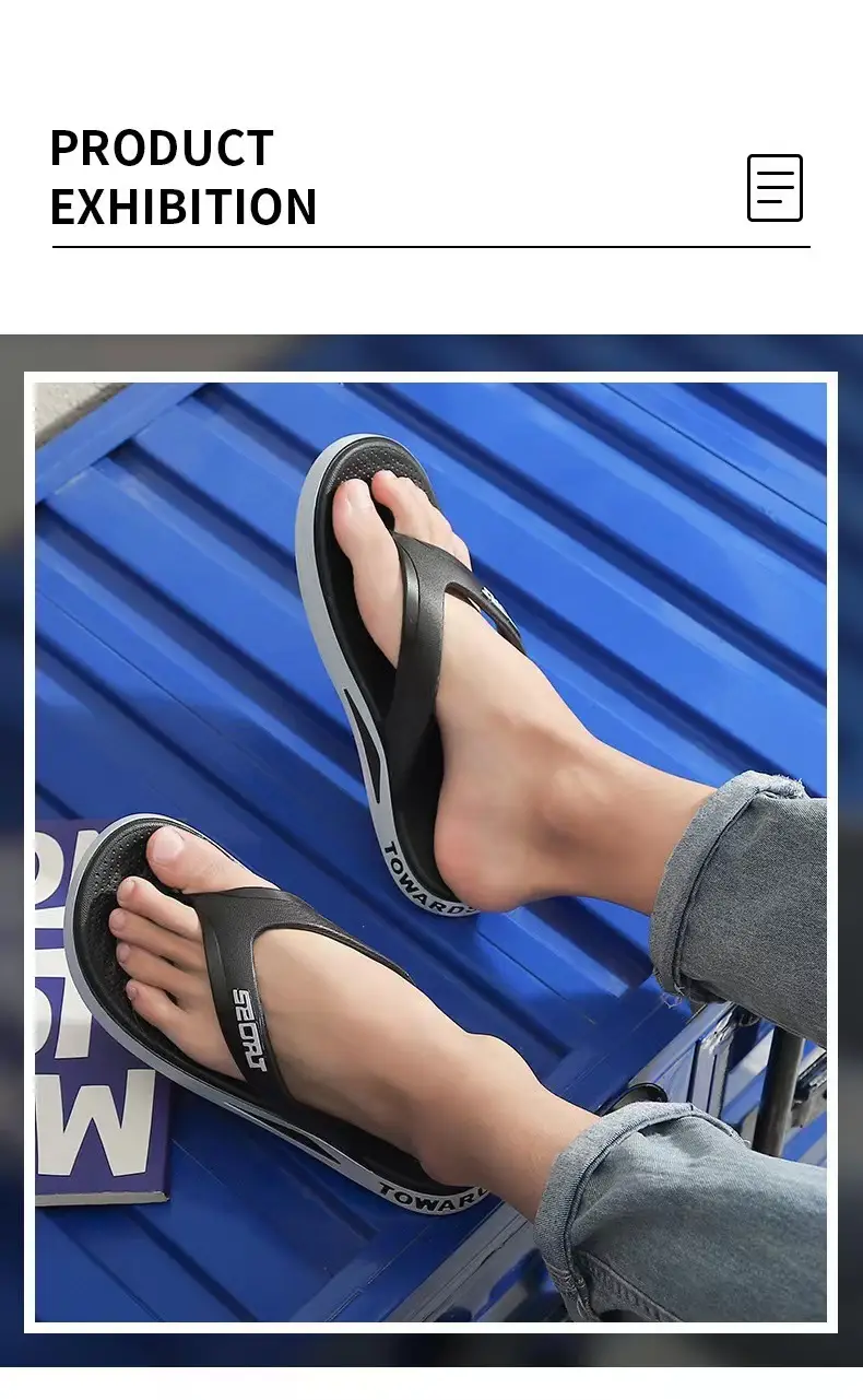 Men's Cross-Branded Black Beach Flip-Flops with Toms Sole — feature 14