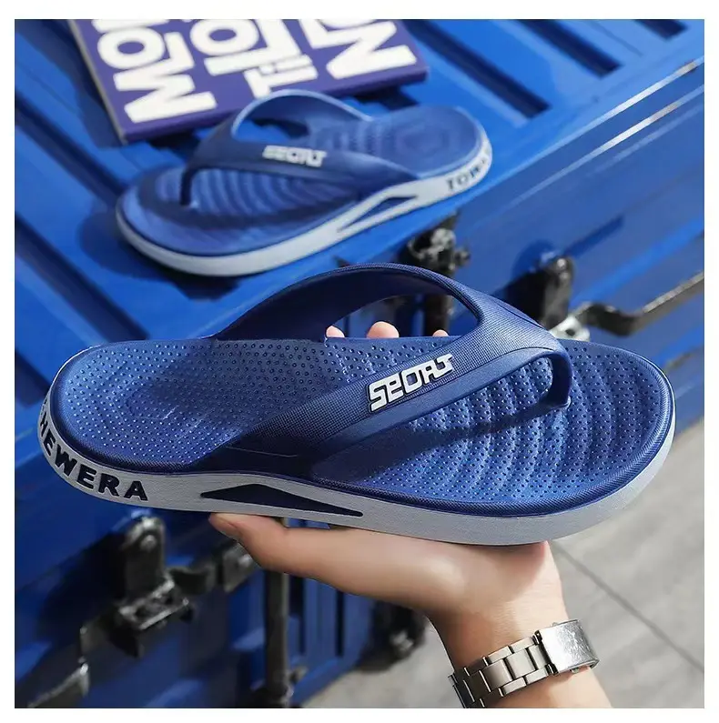 Men's Cross-Branded Black Beach Flip-Flops with Toms Sole — feature 17