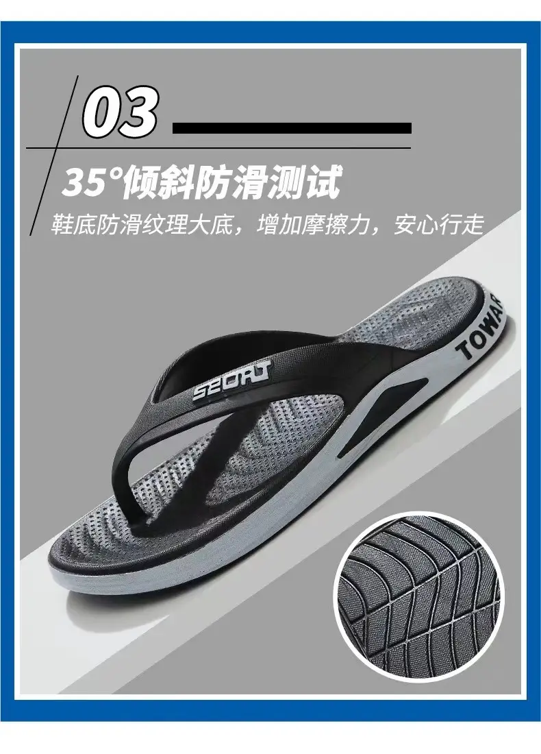 Men's Cross-Branded Black Beach Flip-Flops with Toms Sole — feature 6