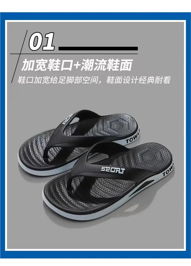 Men's Cross-Branded Black Beach Flip-Flops with Toms Sole — feature 9