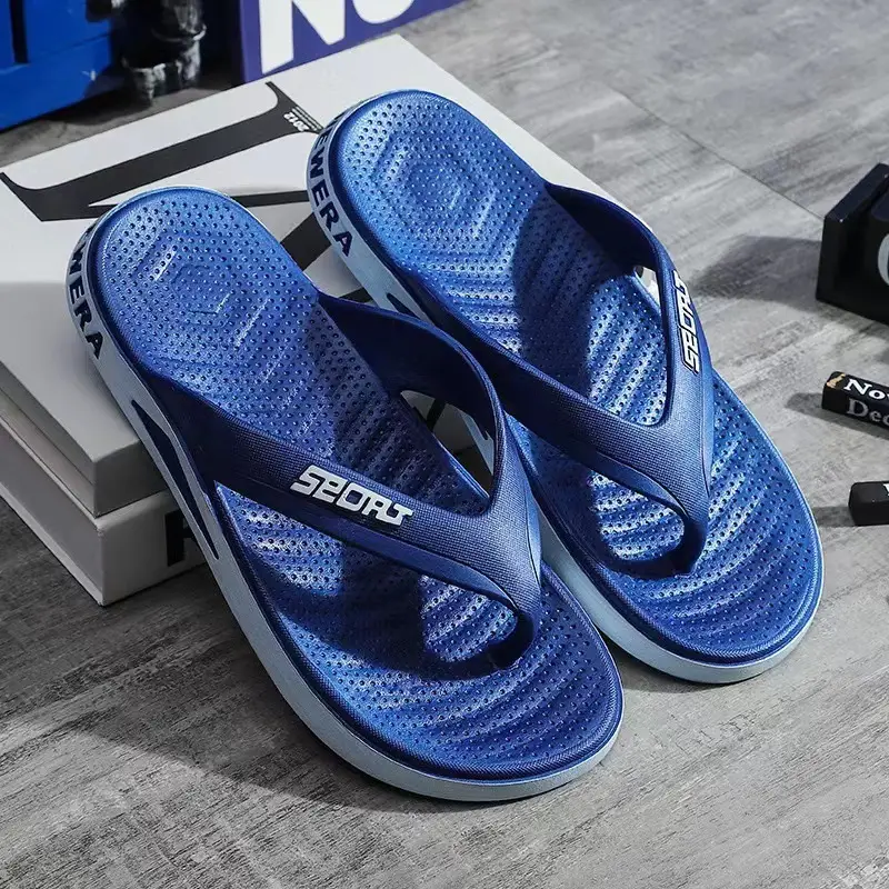 Men's Cross-Branded Black Beach Flip-Flops with Toms Sole