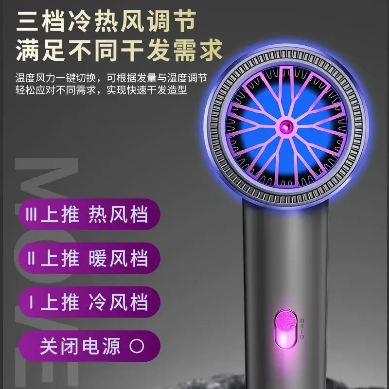 Electric Hair Dryer with Blue Light & High Power