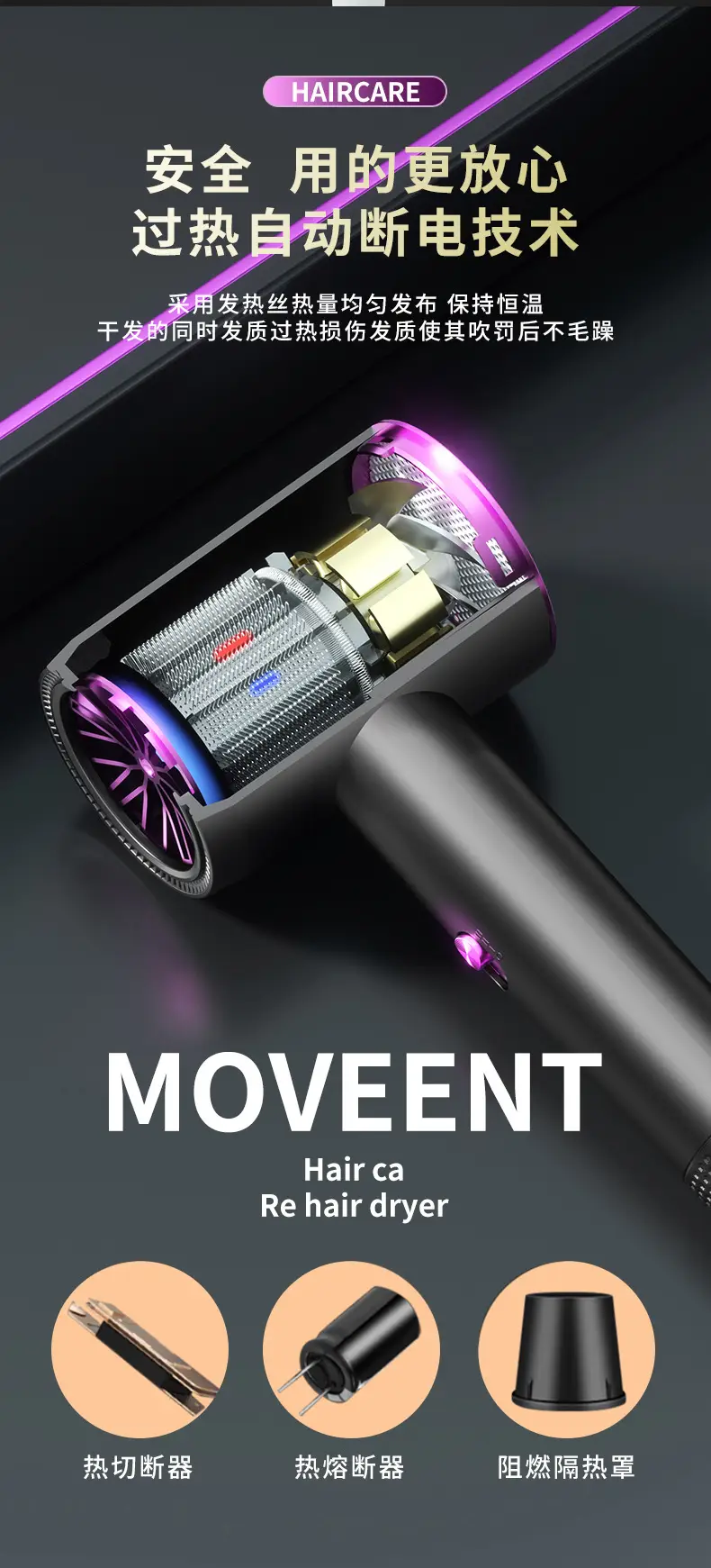 Electric Hair Dryer with Blue Light & High Power — feature 10