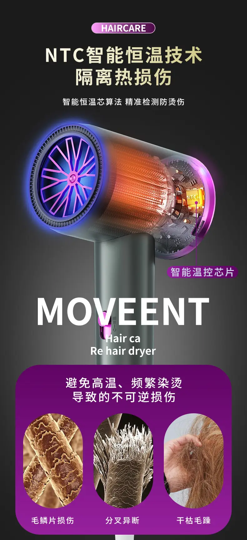 Electric Hair Dryer with Blue Light & High Power — feature 9