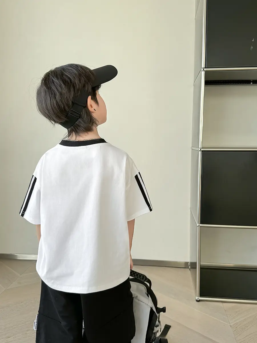 Boys Black Track Suit Summer Cotton Short Sleeve Kids - Image 7