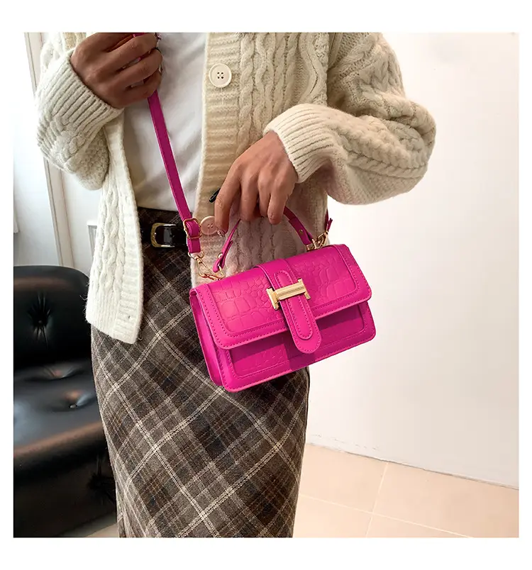 Pink Croc Leather Shoulder Bag for Women 2024 — feature 12