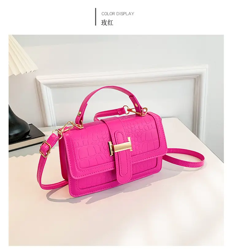 Pink Croc Leather Shoulder Bag for Women 2024 — feature 34