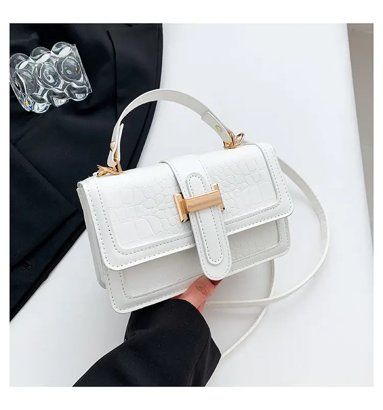Pink Croc Leather Shoulder Bag for Women 2024 - Image 2