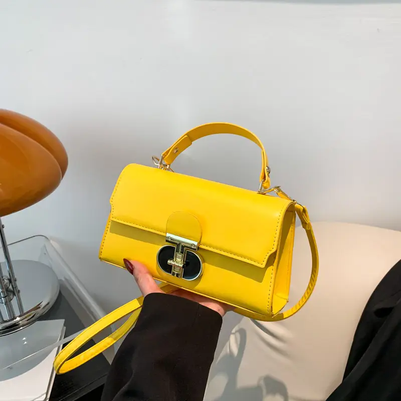 Yellow Leather Chain Shoulder Bag for Women 2024 - Image 4