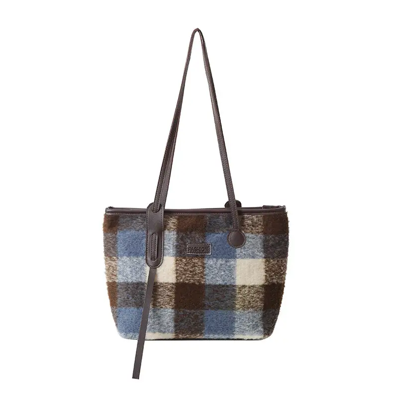 Plaid Woolen Shoulder Bag Large Capacity Women - Image 8