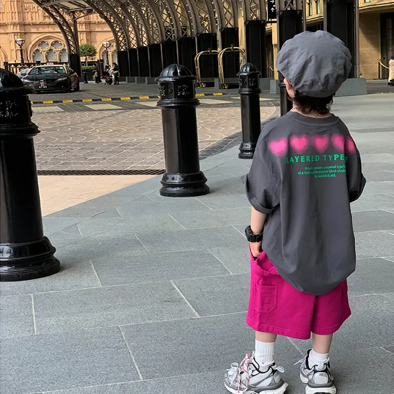 Boys Grey T-Shirt Pink Shorts Summer Wear 2025 - Image 4