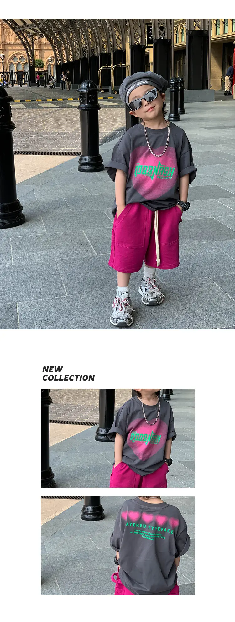 Boys Grey T-Shirt Pink Shorts Summer Wear 2025 — feature 12