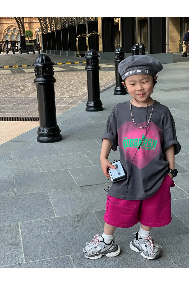 Boys Grey T-Shirt Pink Shorts Summer Wear 2025 — feature 16