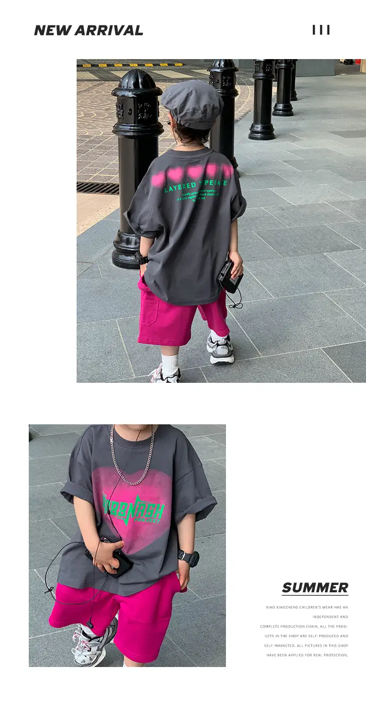 Boys Grey T-Shirt Pink Shorts Summer Wear 2025 — feature 17