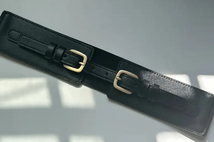 Black Elastic Waist Belt with Gold Buckle for Women — feature 4