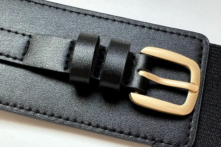 Black Elastic Waist Belt with Gold Buckle for Women — feature 6
