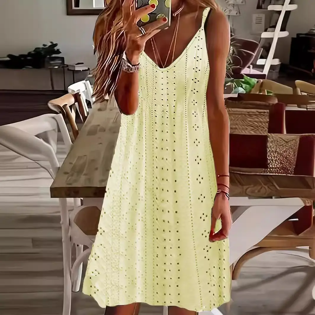 2024 Women's V-neck Hollow Jacquard Summer Dress - Image 10