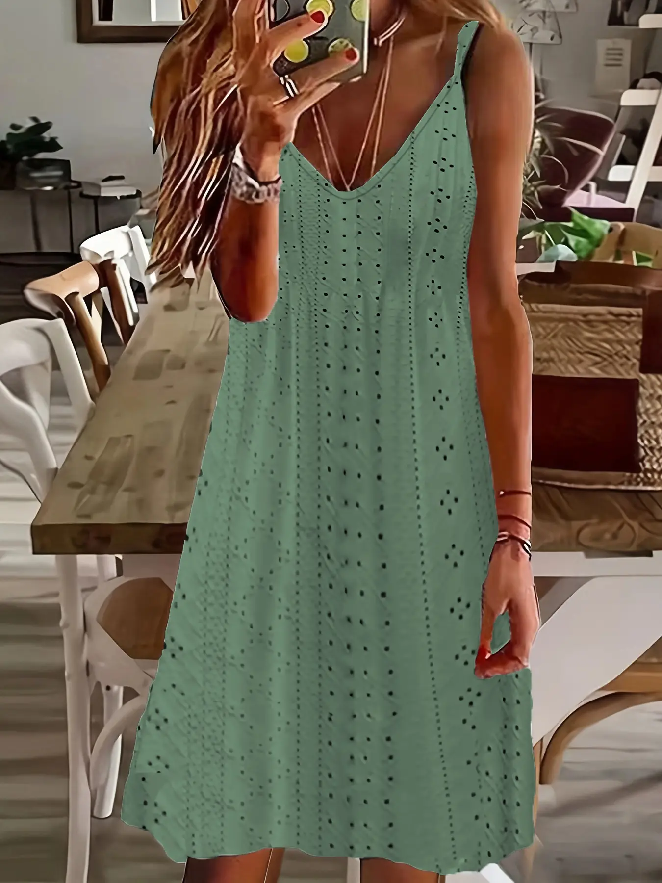 2024 Women's V-neck Hollow Jacquard Summer Dress - Image 4