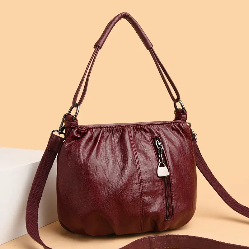 Women's Maroon Leather Shoulder Bag 2026 - Image 7