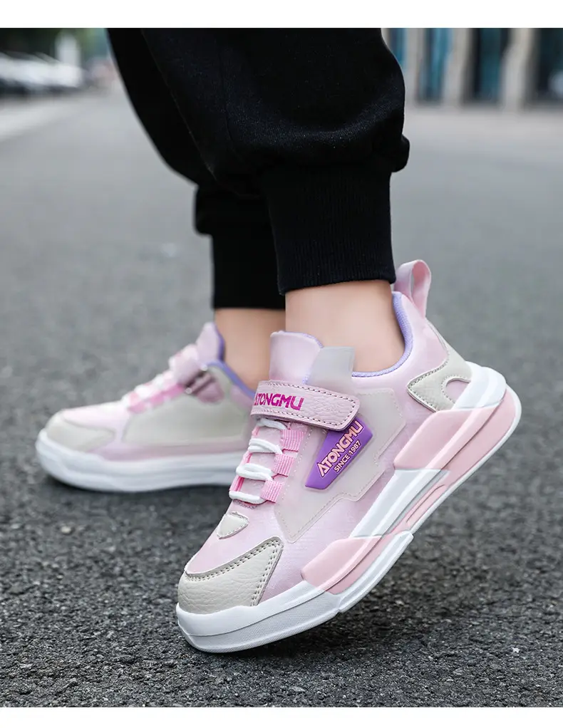 Children's sneaker spring and summer new waterproof leather running shoes for boys medium and big children fashionable all-matching children's shoes for girls — feature 20