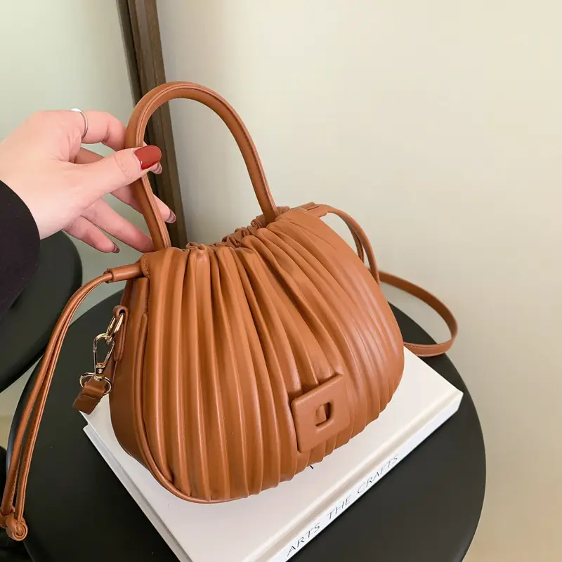 Pink Pleated Shoulder Messenger Bag for Women