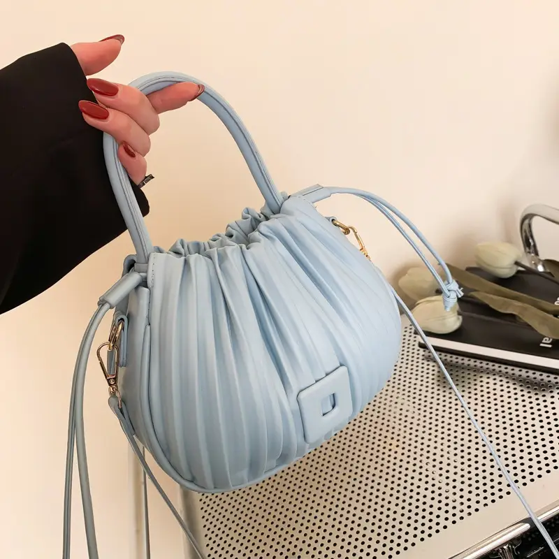 Pink Pleated Shoulder Messenger Bag for Women