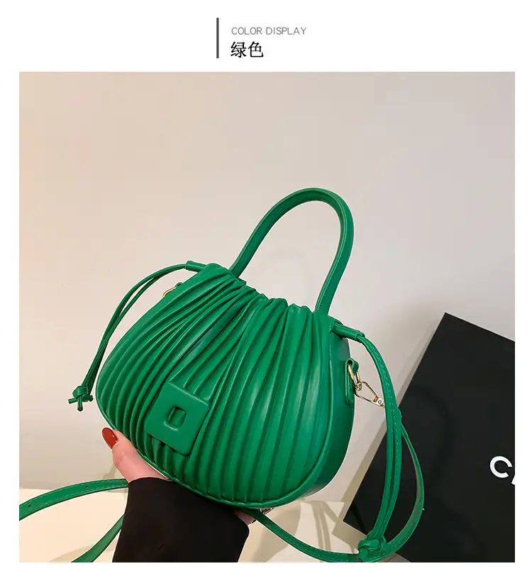 Pink Pleated Shoulder Messenger Bag for Women — feature 11
