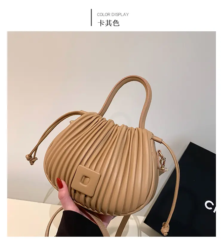 Pink Pleated Shoulder Messenger Bag for Women — feature 12