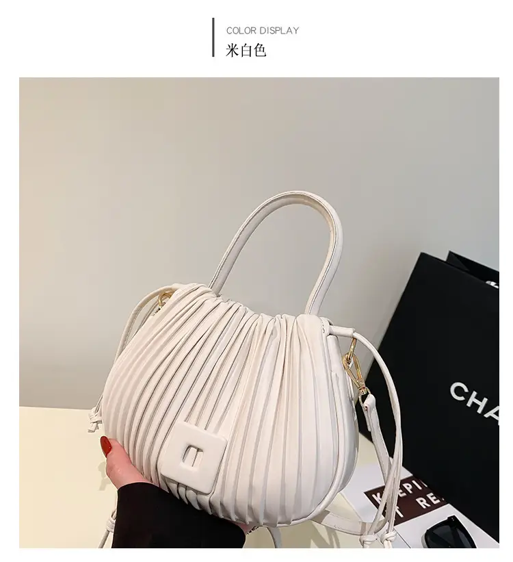 Pink Pleated Shoulder Messenger Bag for Women — feature 13