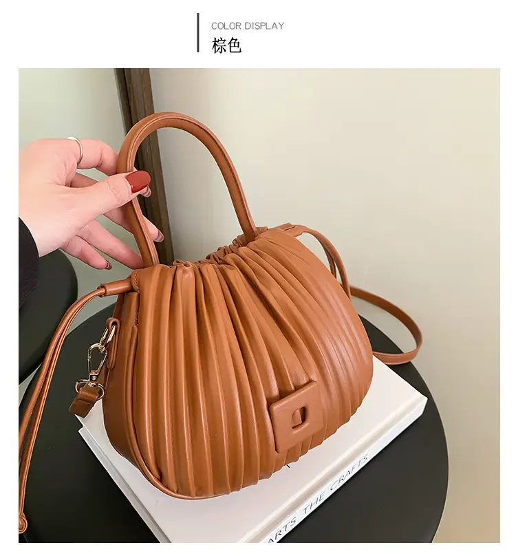 Pink Pleated Shoulder Messenger Bag for Women — feature 14