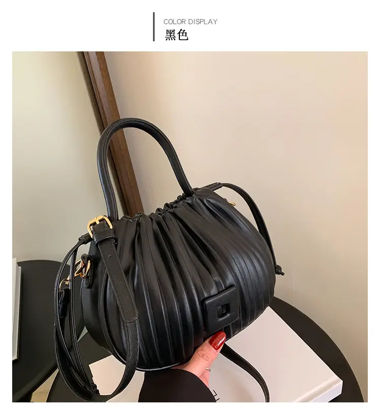 Pink Pleated Shoulder Messenger Bag for Women — feature 15
