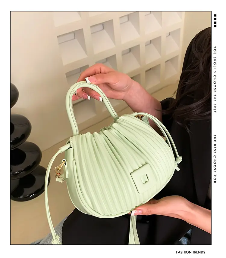 Pink Pleated Shoulder Messenger Bag for Women — feature 16