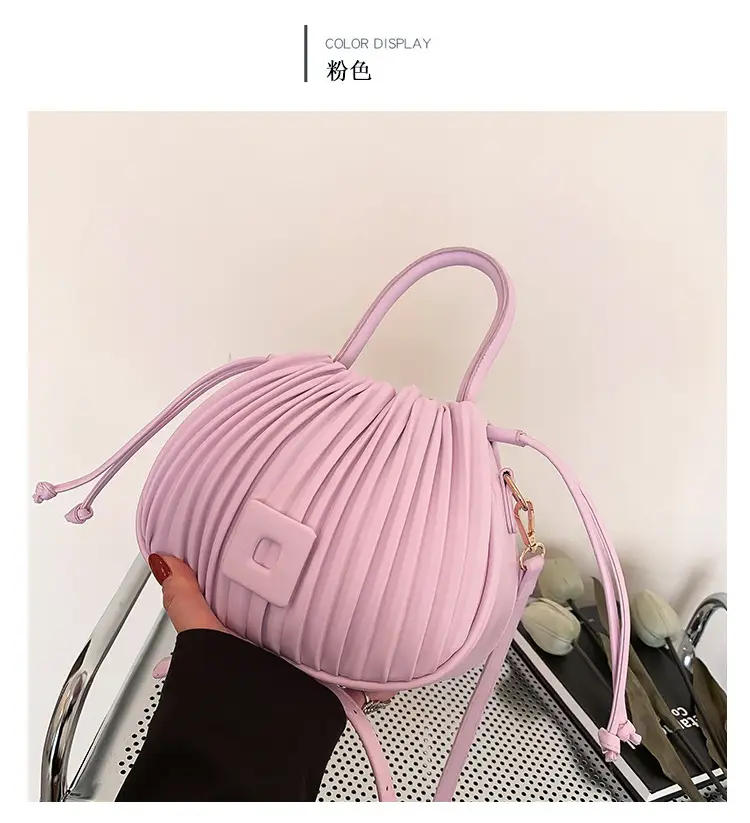 Pink Pleated Shoulder Messenger Bag for Women — feature 18