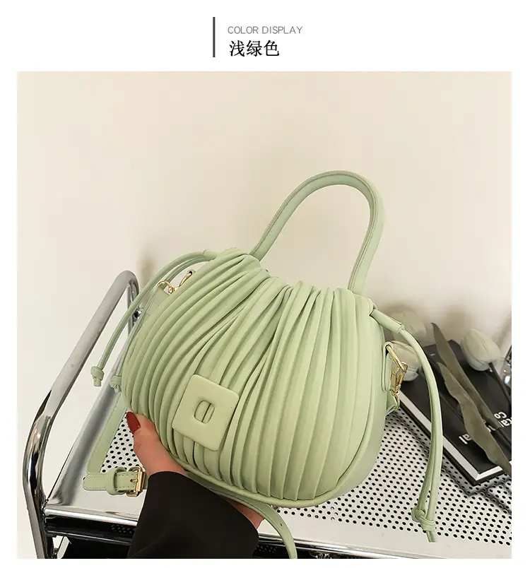 Pink Pleated Shoulder Messenger Bag for Women — feature 19