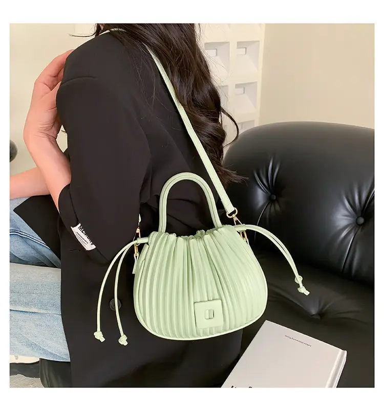Pink Pleated Shoulder Messenger Bag for Women — feature 21