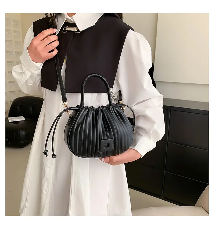 Pink Pleated Shoulder Messenger Bag for Women — feature 22